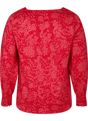 Bluse mit V-Ausschnitt und Smok, Ribbon Red AOP, Packshot image number 1
