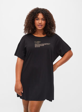 Oversize Schlaf-T-Shirt aus Bio-Baumwolle, Black W. coffee, Model image number 0