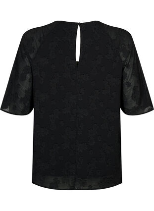 Kurzärmelige Bluse mit Struktur, Black, Packshot image number 1