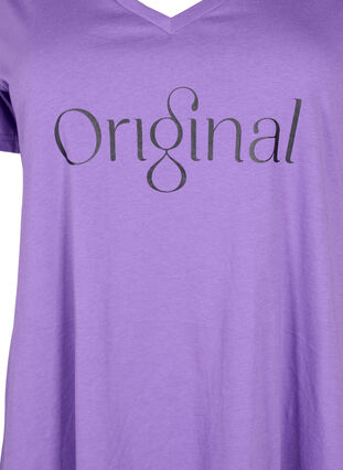 T-Shirt aus Baumwolle mit Druck und V-Ausschnitt , Deep Lavender ORI, Packshot image number 2