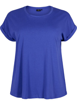 Kurzärmeliges T-Shirt aus einer Baumwollmischung, Royal Blue, Packshot image number 0