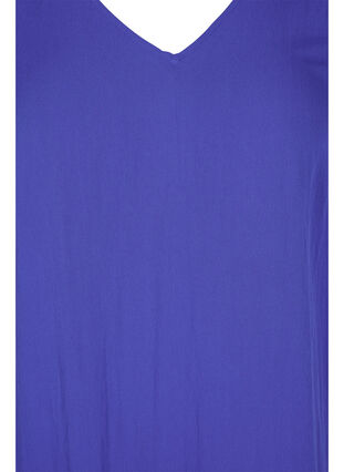 Kurzarm Viskosekleid mit V-Ausschnitt, Dazzling Blue, Packshot image number 2