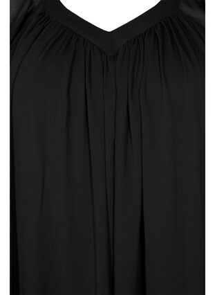 Einfarbige Bluse mit Fledermausärmeln und V-Ausschnitt, Black, Packshot image number 2