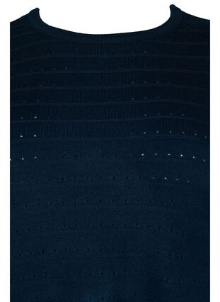 Strukturierte Strickbluse mit Rundhals, Navy Blazer, Packshot image number 2