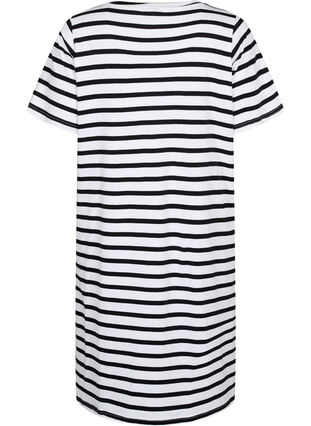 Gestreiftes Jerseykleid mit kurzen Ärmeln, Black Stripes, Packshot image number 1