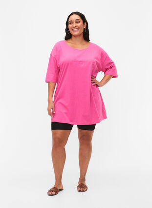 Overssize Baumwoll-T-Shirt mit Print	, Shocking Pink ÉTOILÉ, Model image number 2