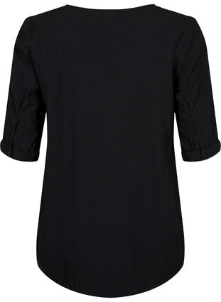 FLASH - Bluse aus Baumwolle mit halblangen Ärmeln, Black, Packshot image number 1