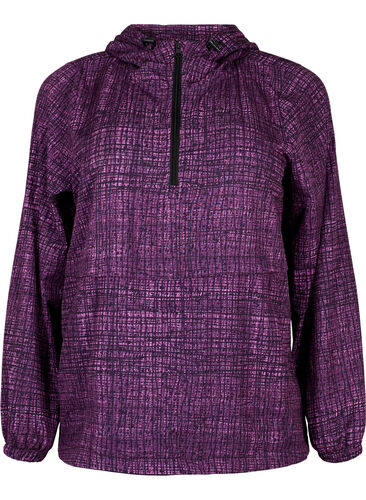 Sportanorak mit Reißverschluss und Taschen, Square Purple Print, Packshot image number 0