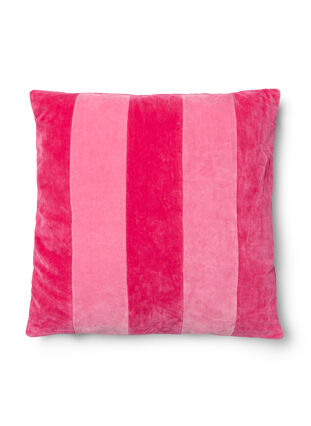 Gestreifter Kopfkissenbezug aus Velours, Fandango Pink Comb, Packshot image number 0