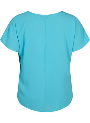 Bluse mit kurzen Ärmeln und Rundhalsausschnitt, Blue Atoll, Packshot image number 1