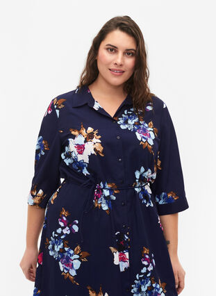 FLASH – Hemdkleid mit Aufdruck, Big Blue Flower, Model image number 2