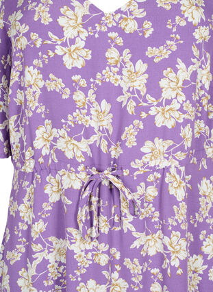 Kleid mit 1/2 Ärmeln und Blumenmuster aus Viskose, Purple Flower AOP, Packshot image number 2