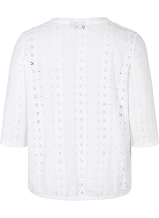 Bluse mit Stickerei und 1/2-Ärmel, Bright White, Packshot image number 1
