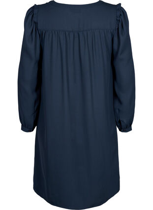 Langes Ärmel Kleid mit Rüschen , Total Eclipse, Packshot image number 1