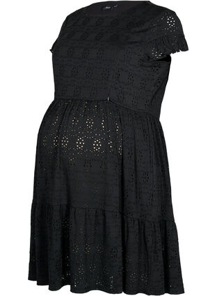 Schwangerschaftskleid aus Broderie anglaise mit Stillfunktion, Black, Packshot image number 0