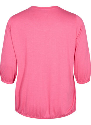 Einfarbige Bluse mit 3/4-Ärmel, Hot Pink Mel., Packshot image number 1