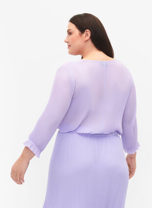 Plissierte Bluse mit 3/4-Ärmeln, Lavender, Model image number 1