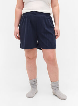 Lockere Shorts mit Struktur, Navy Blazer, Model image number 0