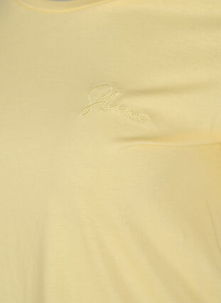 Kurzarm T-Shirt aus Baumwolle mit Aufdruck, Pale Banana Shine, Packshot image number 3