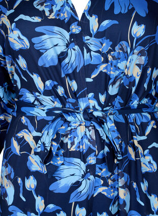 Schwangerschaftskimono mit 3/4-Ärmeln, Blue Flower Print, Packshot image number 2