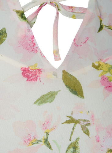 Tunika mit Blumendruck und Lurex, White/Pink Flower, Packshot image number 2