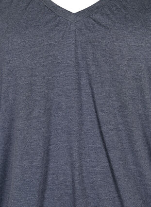 Melange-Bluse mit V-Ausschnitt, Navy Blazer Mélange, Packshot image number 2