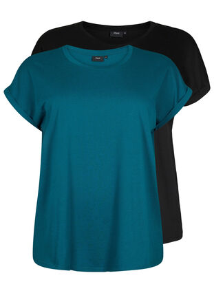 2er-Pack kurzärmlige T-Shirts, Deep Teal / Black, Packshot image number 0