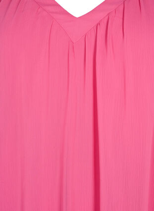 Einfarbige Bluse mit Fledermausärmeln und V-Ausschnitt, Shocking Pink, Packshot image number 2