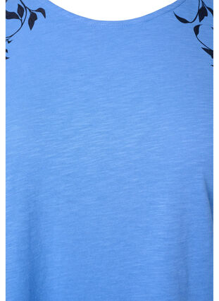 T-Shirt aus Baumwolle mit Blattprint, Ultramarine C Leaf, Packshot image number 2