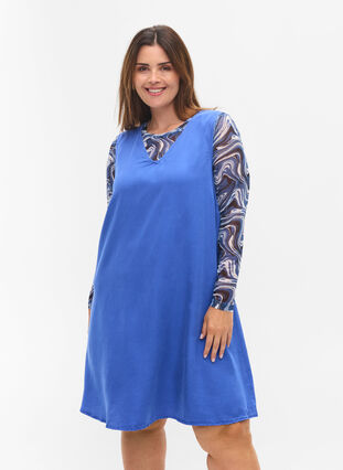 Spencerkleid mit V-Ausschnitt, Dazzling Blue, Model image number 0