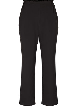 Einfarbige Hose mit Straight Fit, Black, Packshot image number 0