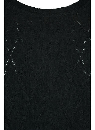 Bluse mit 3/4 Ärmeln und Strukturmuster, Black, Packshot image number 2