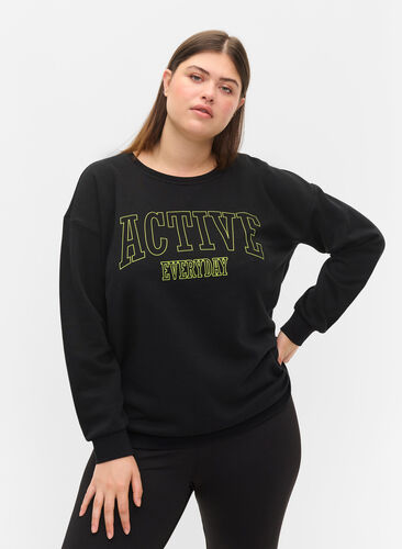 Sweatshirt mit sportlichem Aufdruck, Black, Model image number 0
