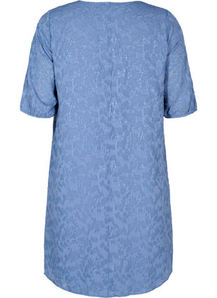 Kurzärmeliges Kleid mit Struktur, Coronet Blue, Packshot image number 1