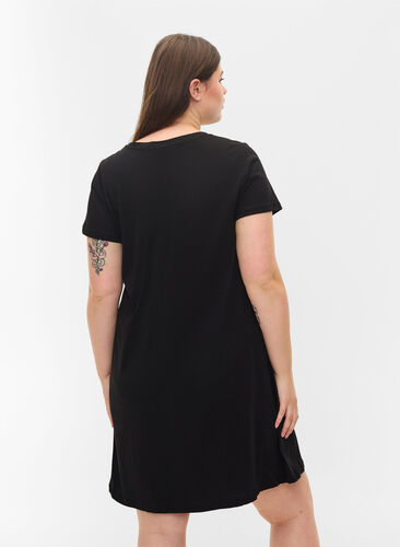 Kurzarm Nachthemd aus Baumwolle, Black RELAX, Model image number 1