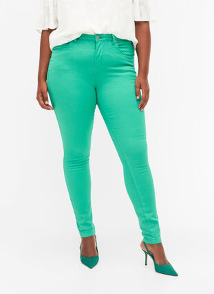 Hochtaillierte Amy jeans in Super Slim Fit, Holly Green, Model image number 2