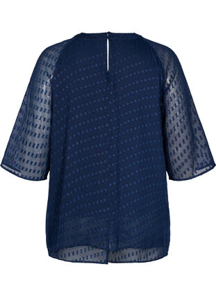 Bluse mit 2/4 Ärmeln aus gemustertem Chiffon, Evening Blue, Packshot image number 1
