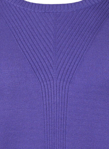 Unifarbene Strickbluse mit Rippedetails, Purple Opulence Mel., Packshot image number 2