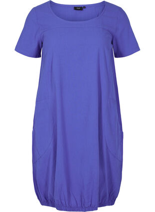 Kurzarm Kleid aus Baumwolle, Dazzling Blue, Packshot image number 0