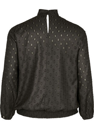 Gemusterte Bluse mit langen Ärmeln und Smock, Black, Packshot image number 1