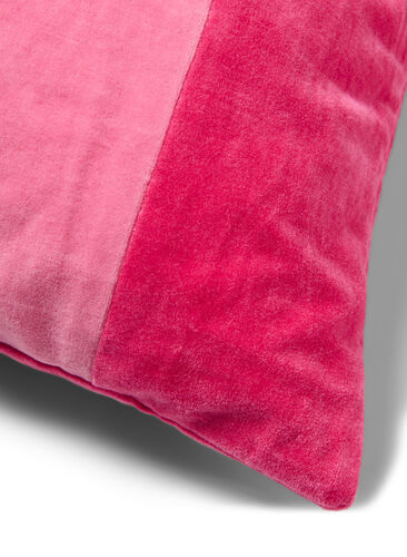 Gestreifter Kopfkissenbezug aus Velours, Fandango Pink Comb, Packshot image number 2