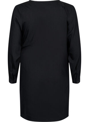 Langärmeliges Viskosekleid mit Wickeloptik, Black, Packshot image number 1