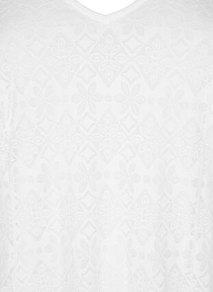 Spitzenkleid mit V-Ausschnitt und langen Ärmeln, Bright White, Packshot image number 2