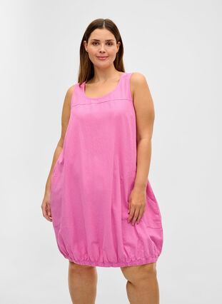 Ärmelloses Kleid aus Baumwolle, Cyclamen, Model image number 0