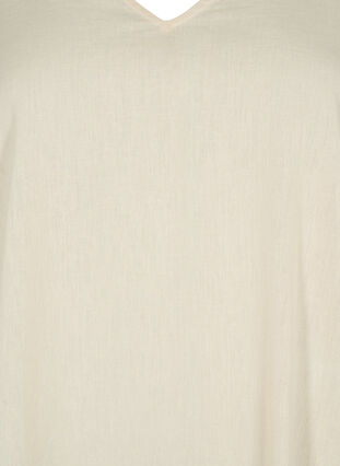 V-Ausschnitt-Kleid aus Baumwollmischung mit Leinen, Sandshell, Packshot image number 2