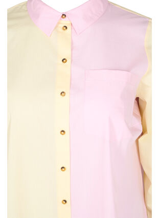 Langes Baumwollhemd mit Colour-Block, Popcorn/Pink, Packshot image number 2