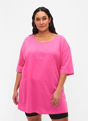 Overssize Baumwoll-T-Shirt mit Print	, Shocking Pink ÉTOILÉ, Model image number 0