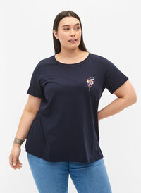 T-Shirt aus Baumwolle mit Aufdruck, Night Sky FLOWER, Model