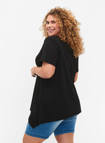 T-Shirt aus Baumwolle mit kurzen Ärmeln, Black SOLD, Model image number 1