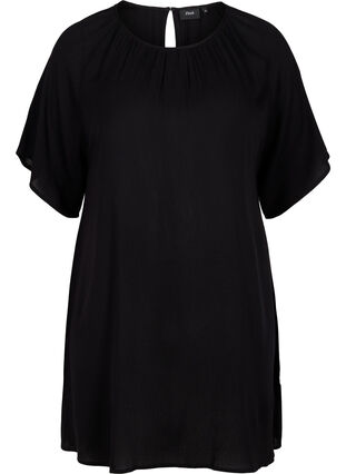 Kleid aus Viskose mit kurzen Ärmeln, Black, Packshot image number 0